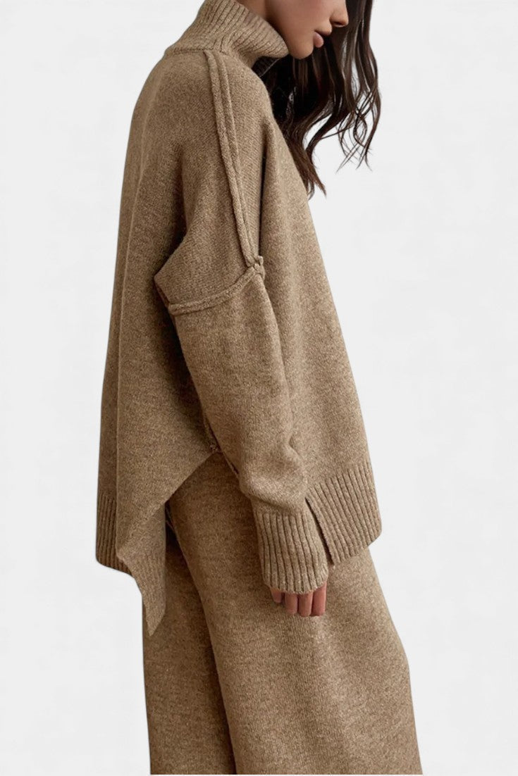 Eva Turtleneck Knit Set with Wide-Leg Pants
