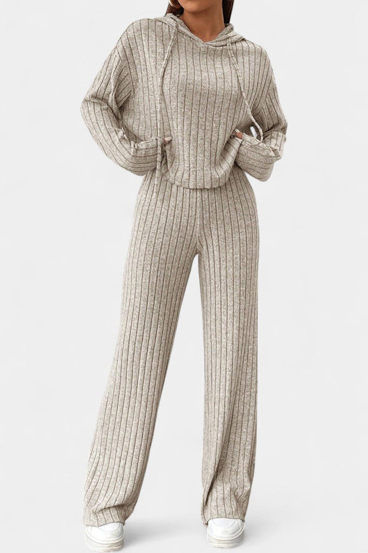 Elisa Striped Knit Hoodie and Pants Set