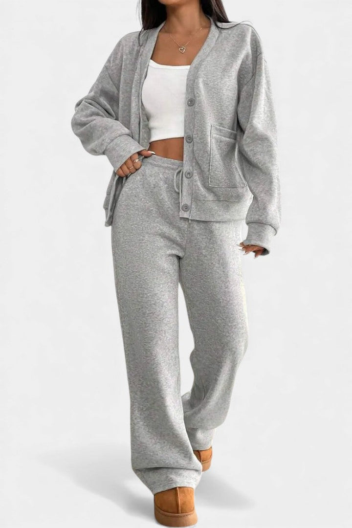 Emilia Relaxed Cardigan Jacket & Wide-Leg Pants Set