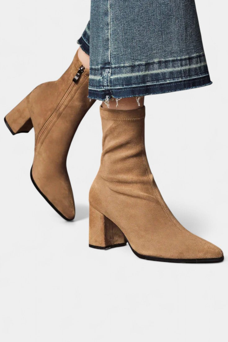 Felicia Pointed Toe Ankle Boots with Block Heel