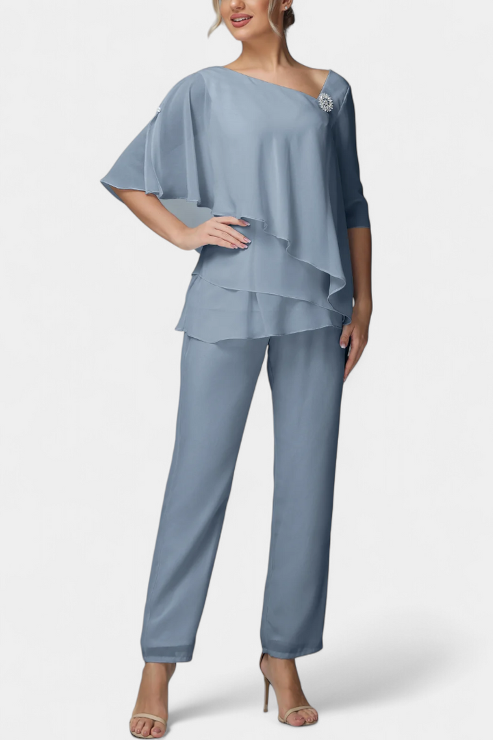 Liliana Sleeveless Top with High-Waisted Fluid Leg Pants Set