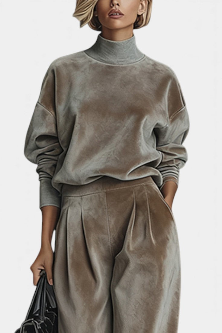 Valentina Cozy Velvet Turtleneck Lounge Set