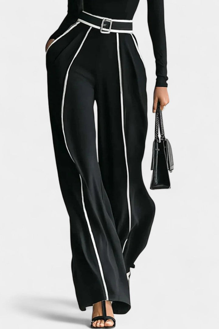 Rita Set Featuring a Stylish High Collar and Flared Wide Leg Pants
