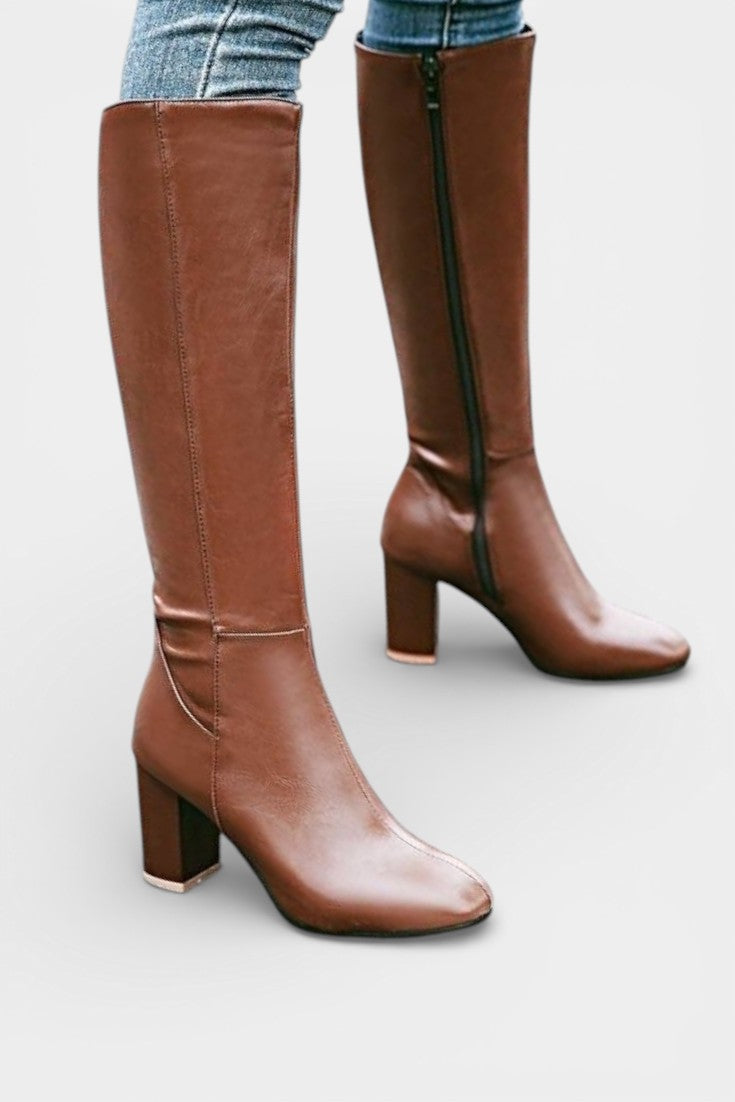 Giada Chic Zip Boots with Comfortable Block Heel