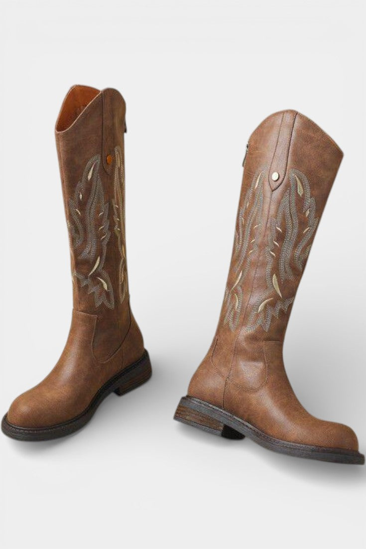 Teresa Long Embroidered Boots Featuring Back Zipper