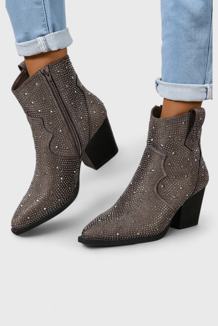 Daniela Zippered Patchwork Boots with Durable Sole