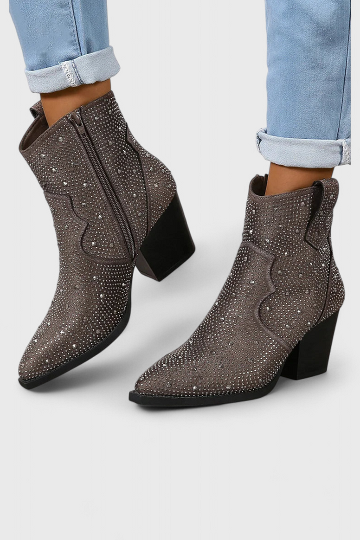 Daniela Zippered Patchwork Boots with Durable Sole