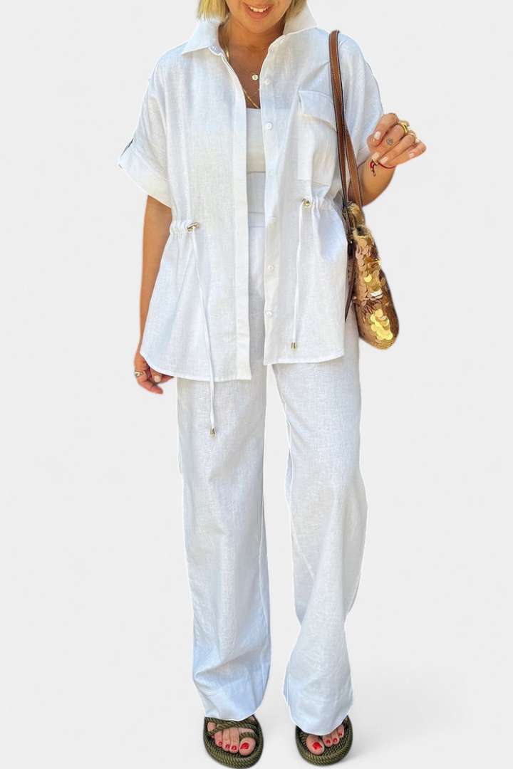 Marta Relaxed Fit Two-Piece Linen and Cotton Set