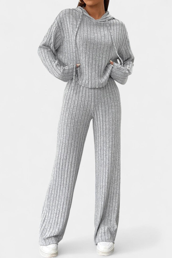 Elisa Striped Knit Hoodie and Long Pants Set