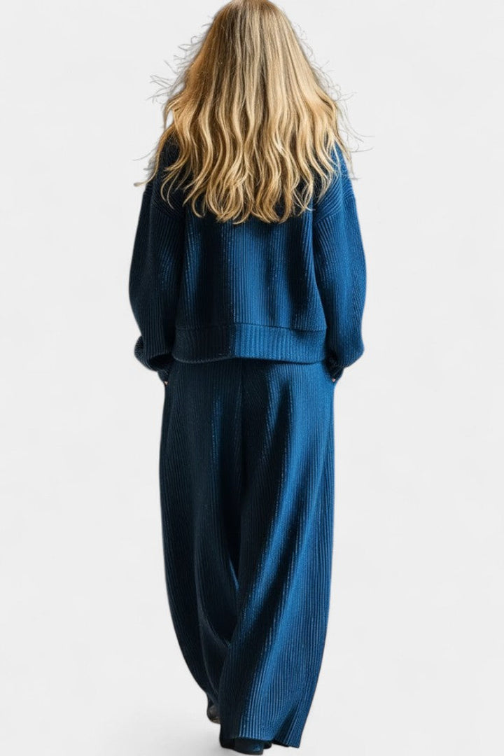 Clara Knit Cardigan & Wide-Leg Pants Ensemble