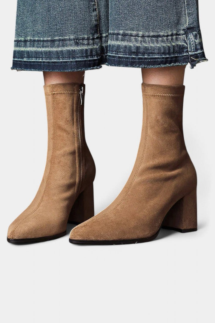 Felicia Pointed Toe Ankle Boots with Block Heel