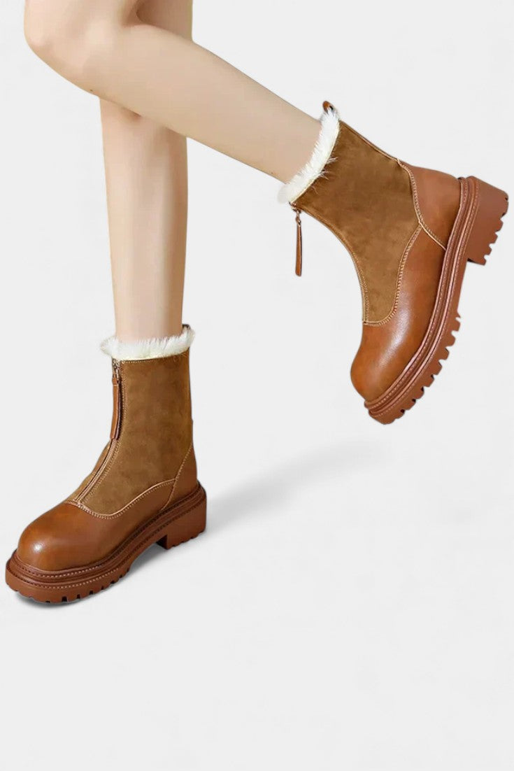 Candida Cleated Sole Boots with Faux Fur Trim