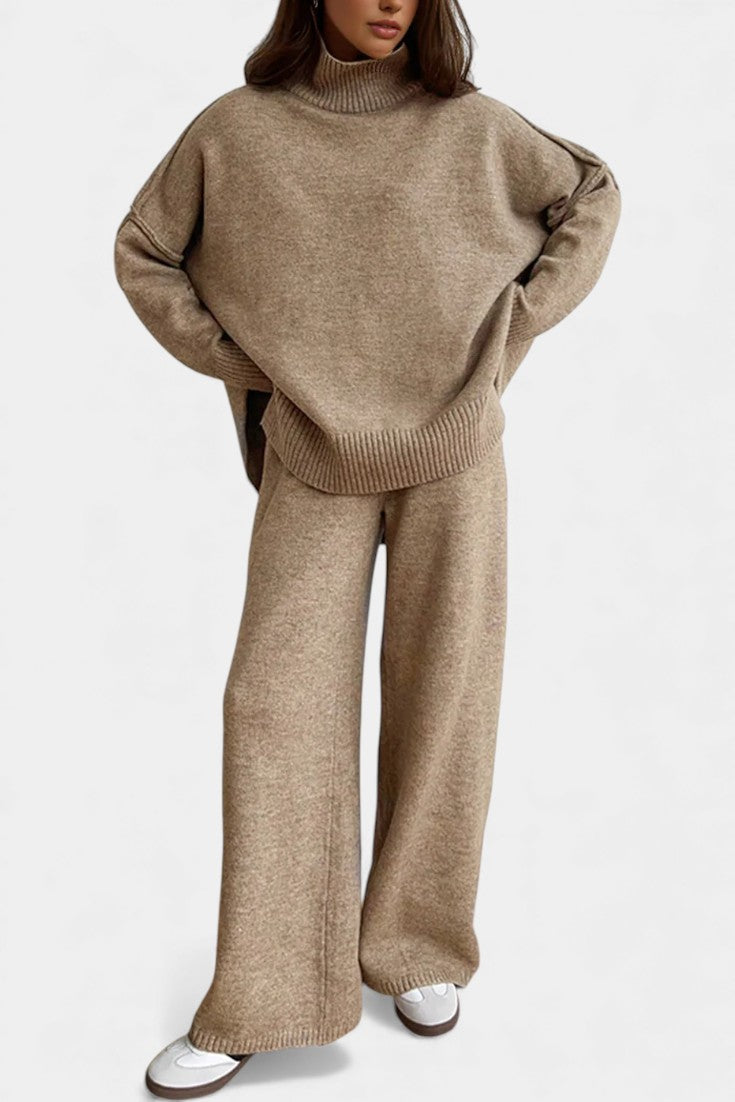 Eva Turtleneck Knit Set with Wide-Leg Pants