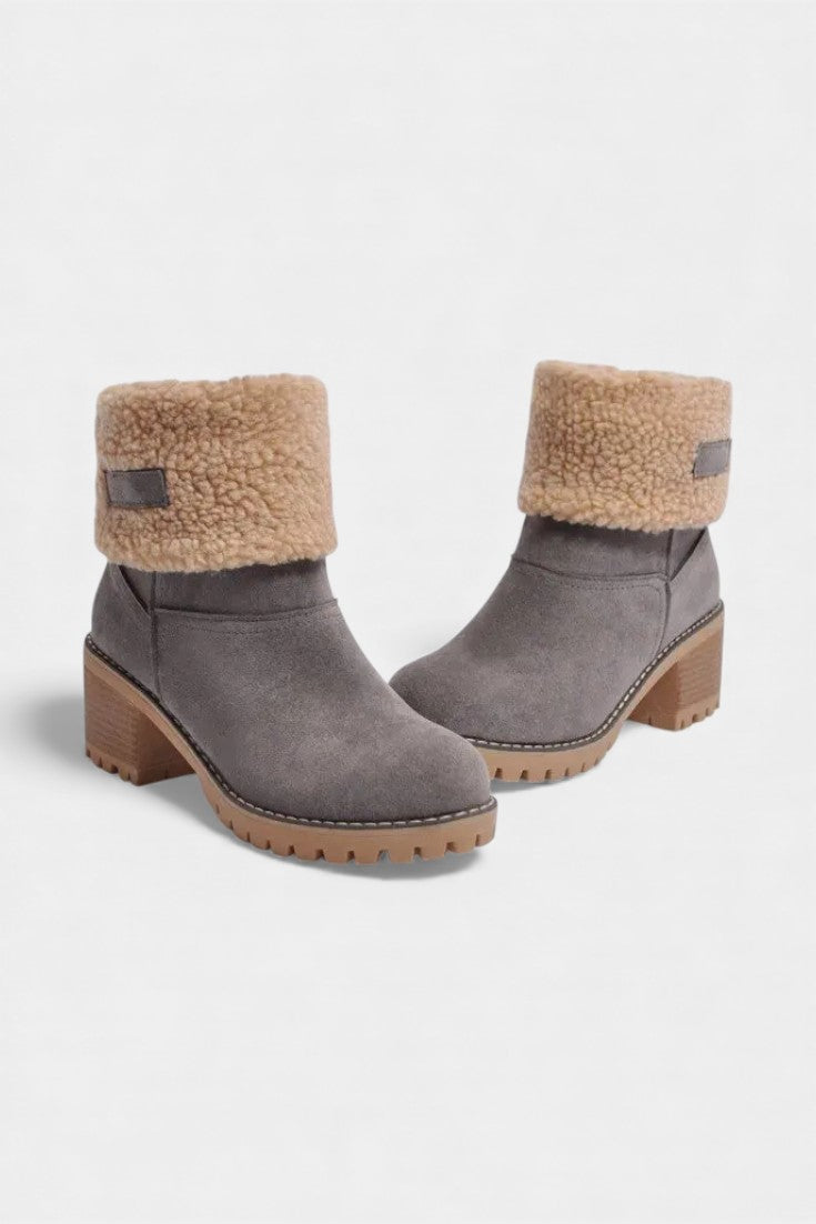 Francesca Virginia Faux Fur Block Heel Ankle Boots