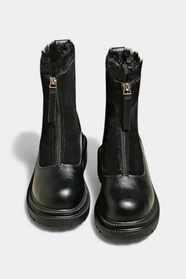Candida Cleated Sole Boots with Faux Fur Trim