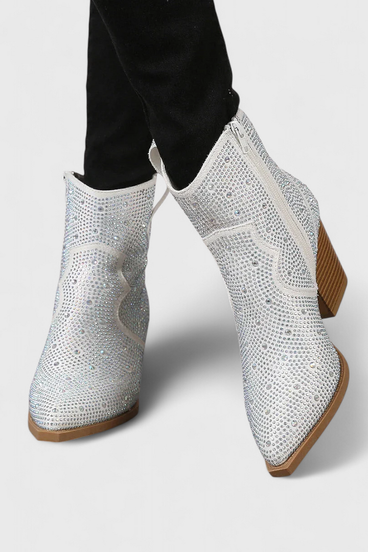 Daniela Zippered Patchwork Boots with Durable Sole