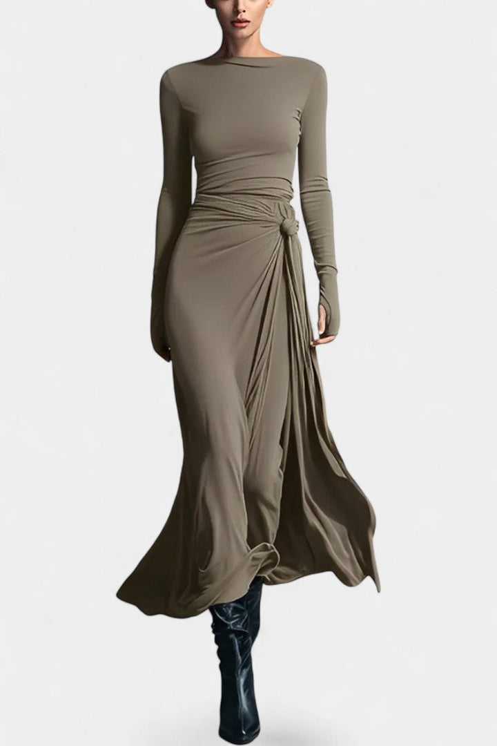 Gray Vera Long Wrap Dress