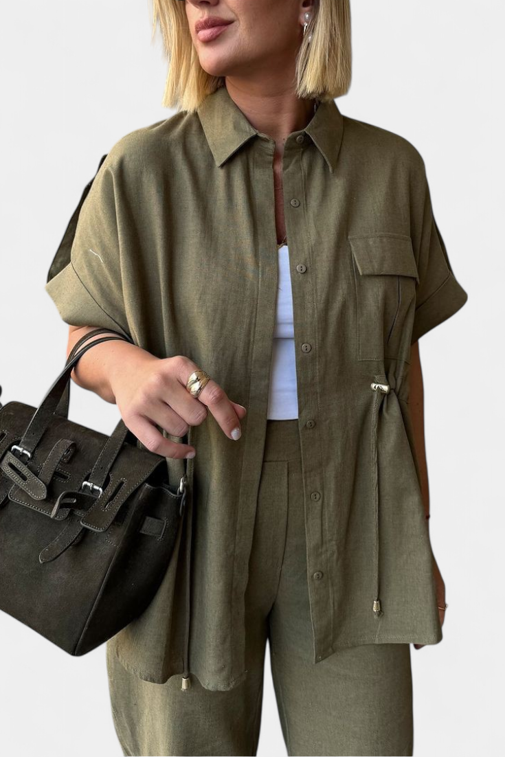 Marta Relaxed Fit Two-Piece Linen and Cotton Set