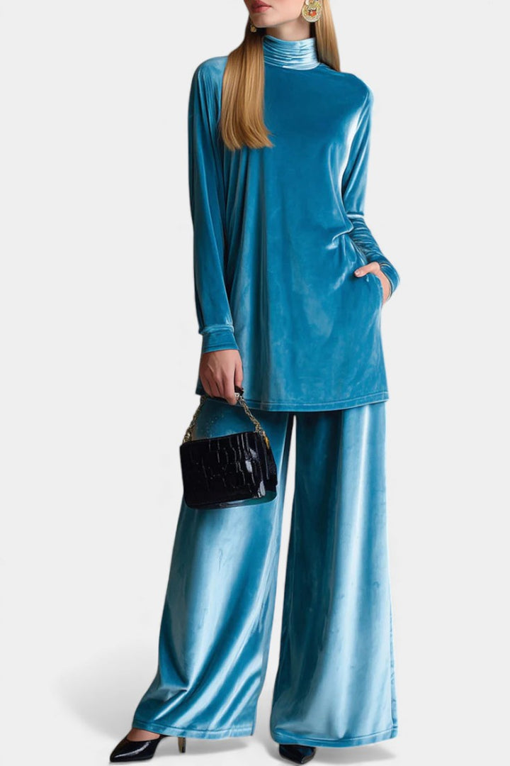 Cesarina Velvet High Neck Split Jumpsuit