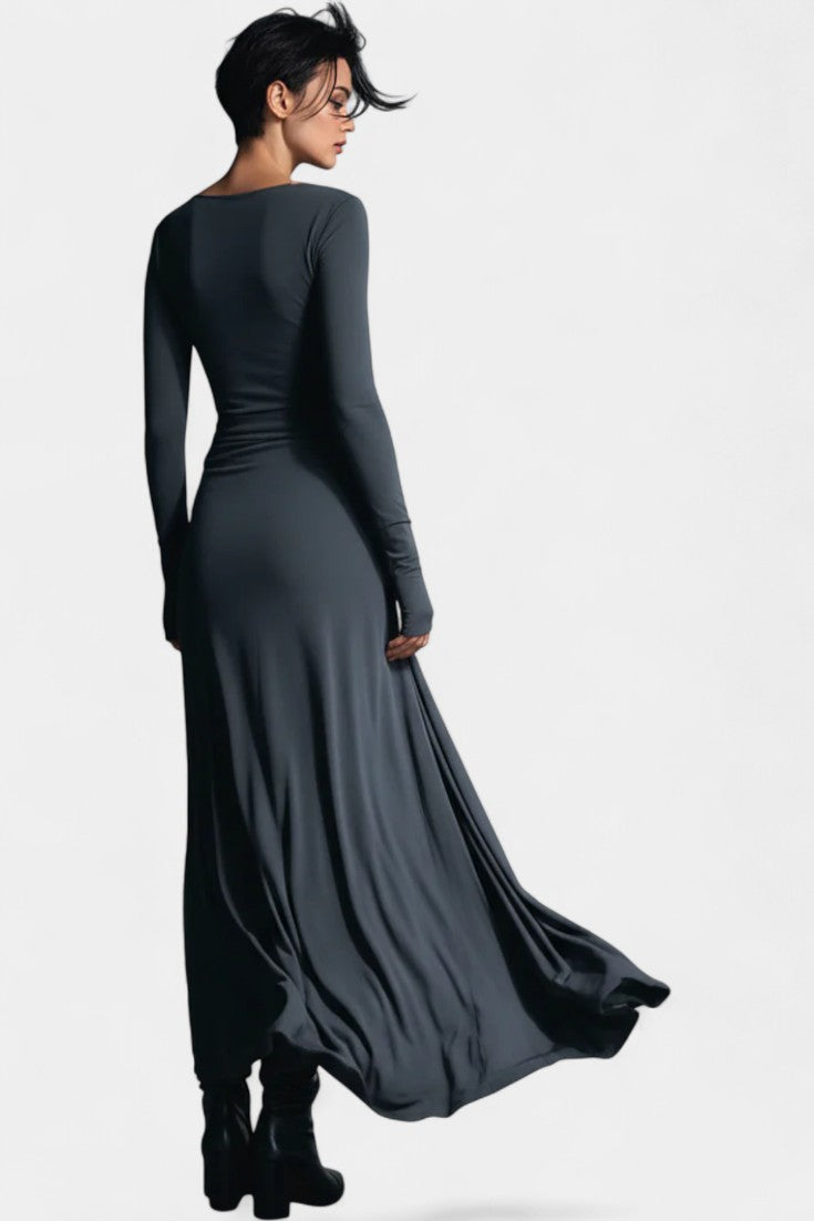 Gray Vera Long Wrap Dress