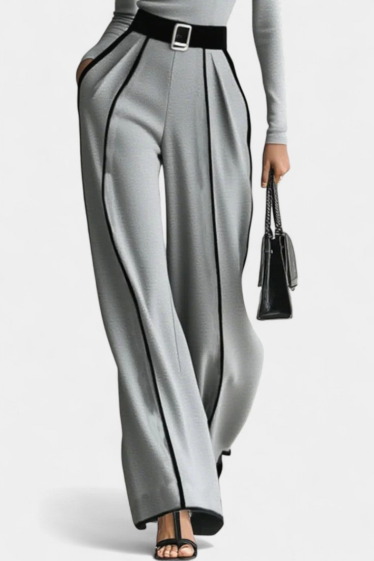 Rita Set Featuring a Stylish High Collar and Flared Wide Leg Pants