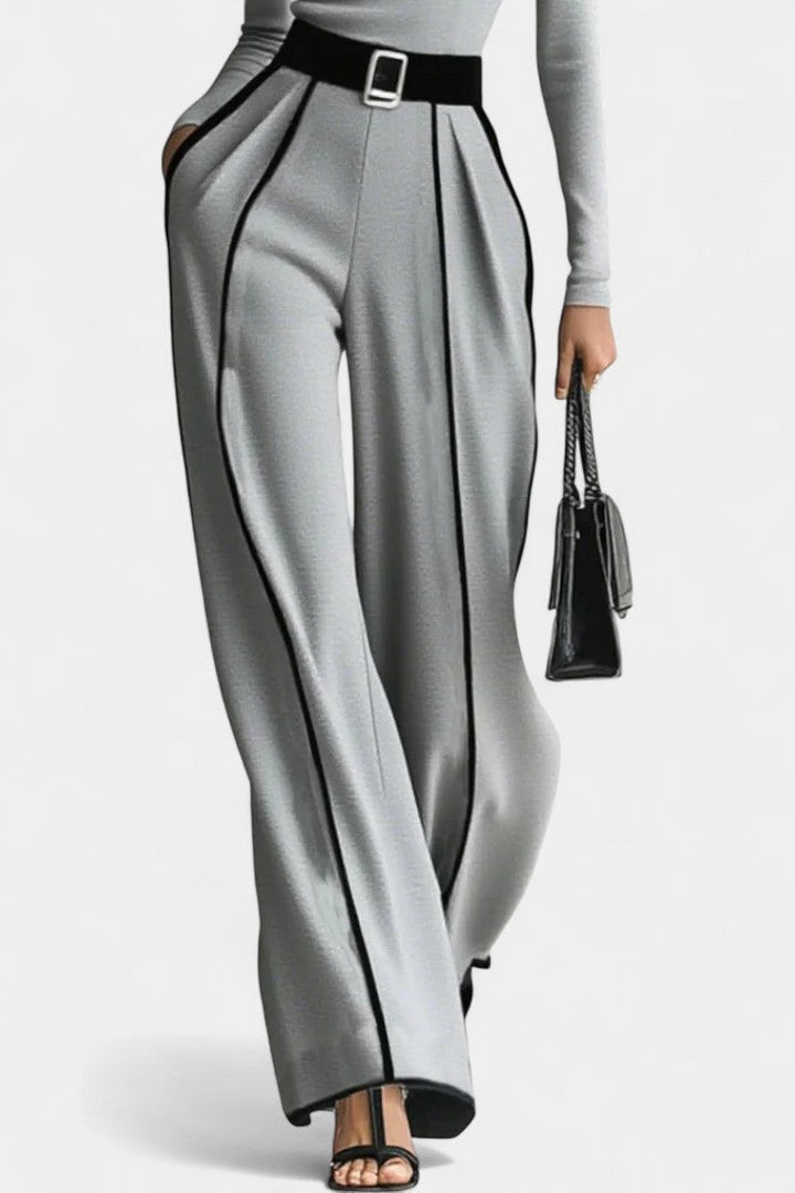 Rita Set Featuring a Stylish High Collar and Flared Wide Leg Pants