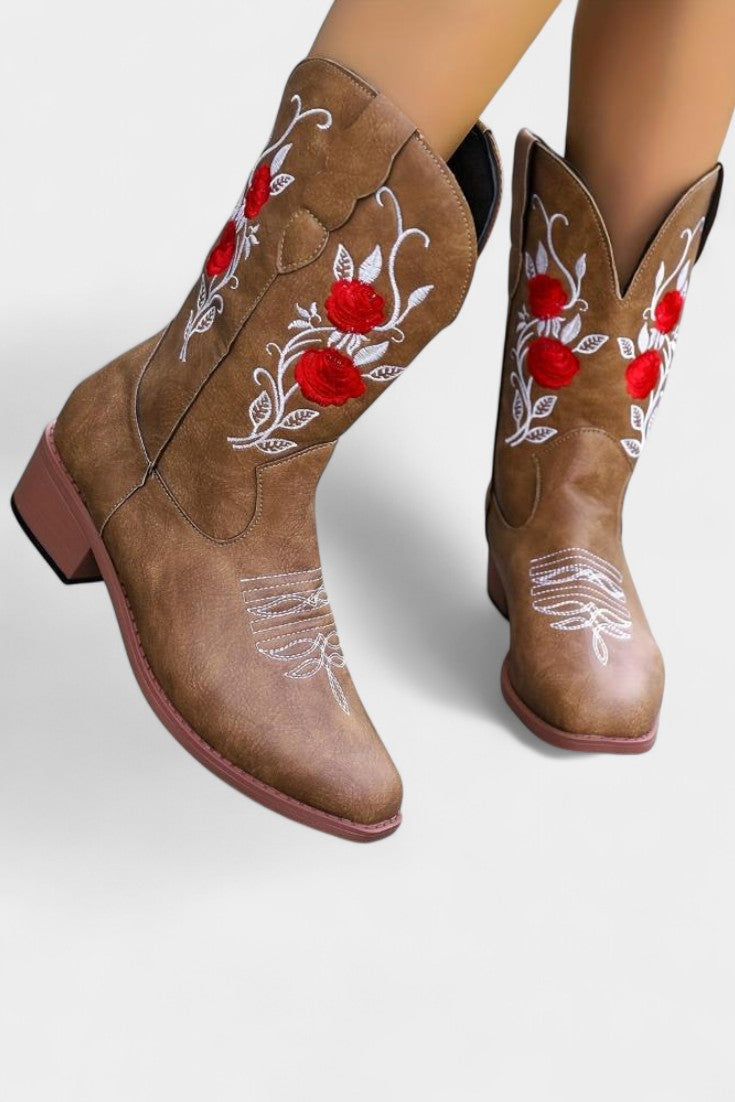 Pink Emma Embroidered Cowboy Boots