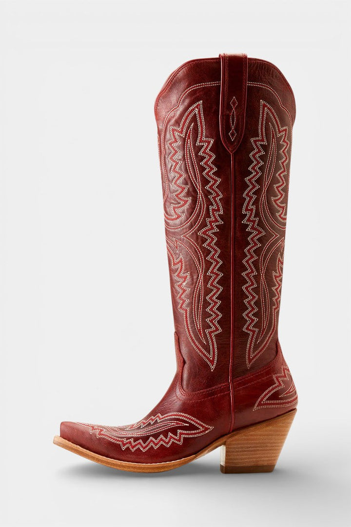 Gioia Retro Western Embroidered Pointed Toe Booties