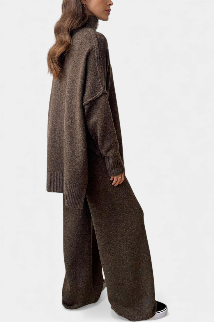 Eva Turtleneck Knit Set with Wide-Leg Pants