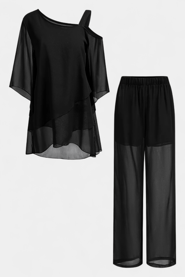 Flowy Off-Shoulder Two-Piece Simonetta Set
