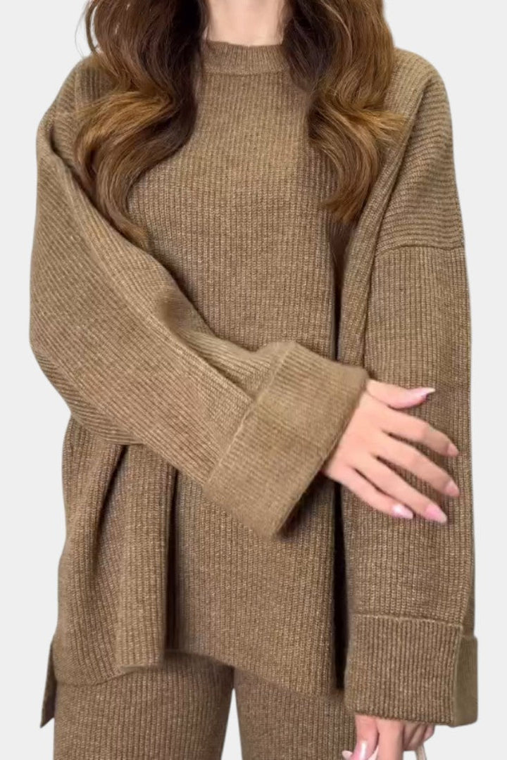Emma Relaxed Ensemble with Round Neckline and Flowing Pants