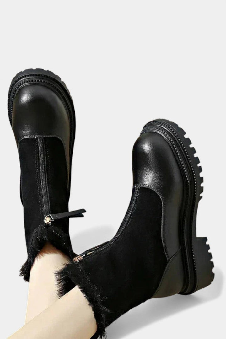 Candida Cleated Sole Boots with Faux Fur Trim