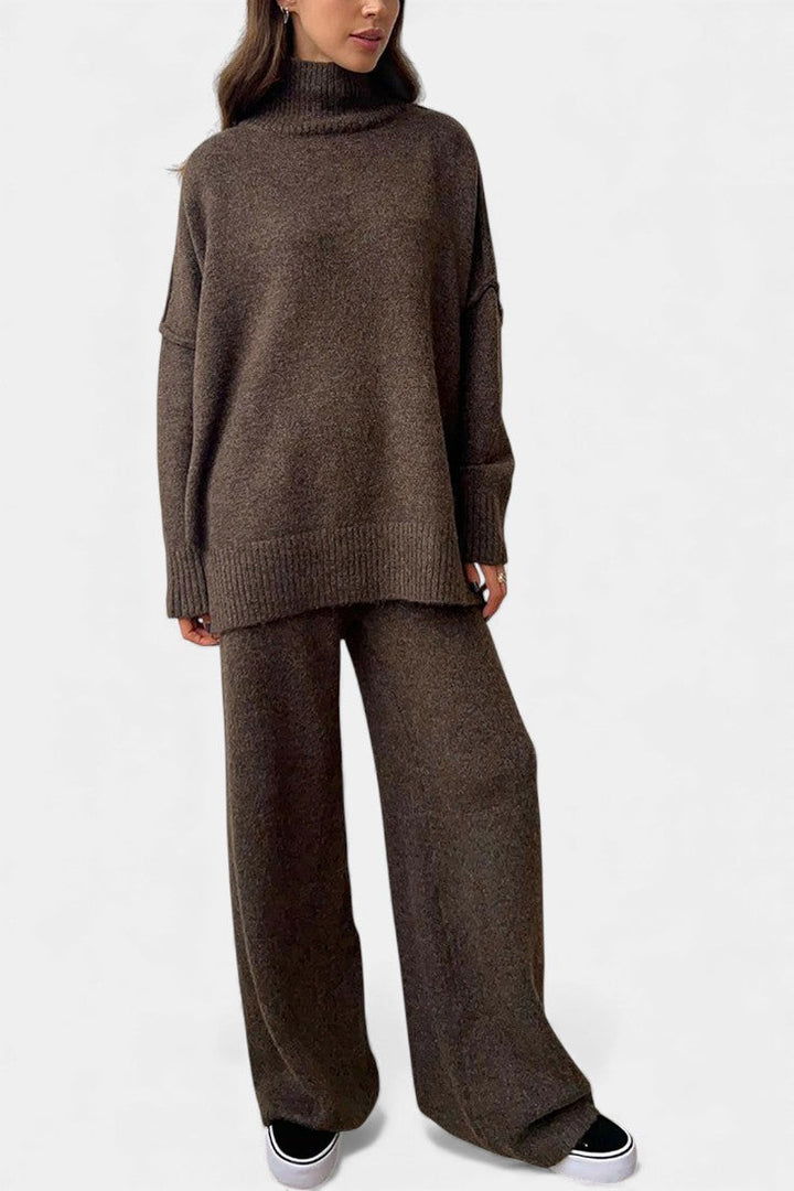 Eva Turtleneck Knit Set with Wide-Leg Pants