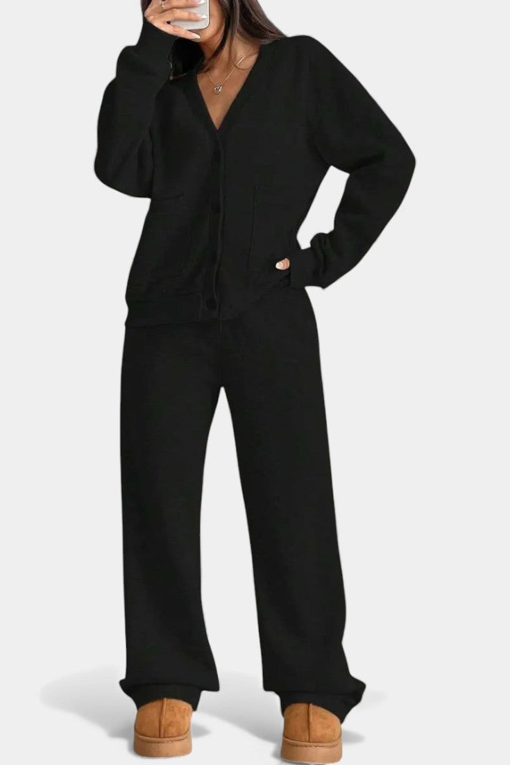 Emilia Relaxed Cardigan Jacket & Wide-Leg Pants Set
