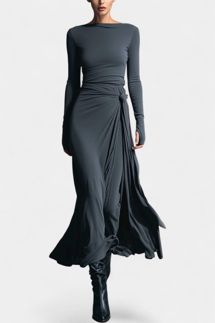 Gray Vera Long Wrap Dress