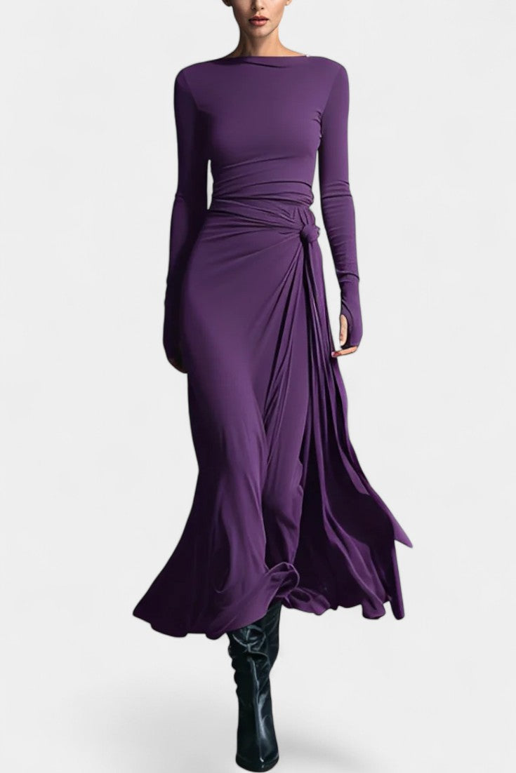 Gray Vera Long Wrap Dress