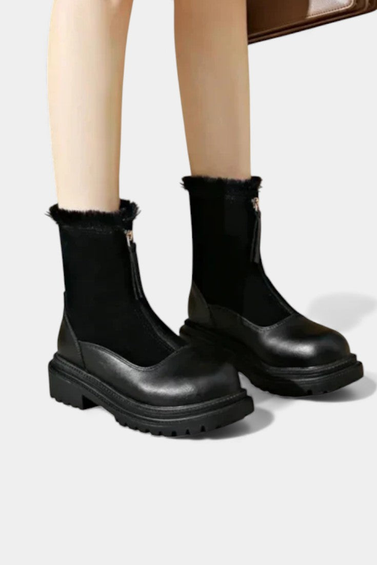 Candida Cleated Sole Boots with Faux Fur Trim
