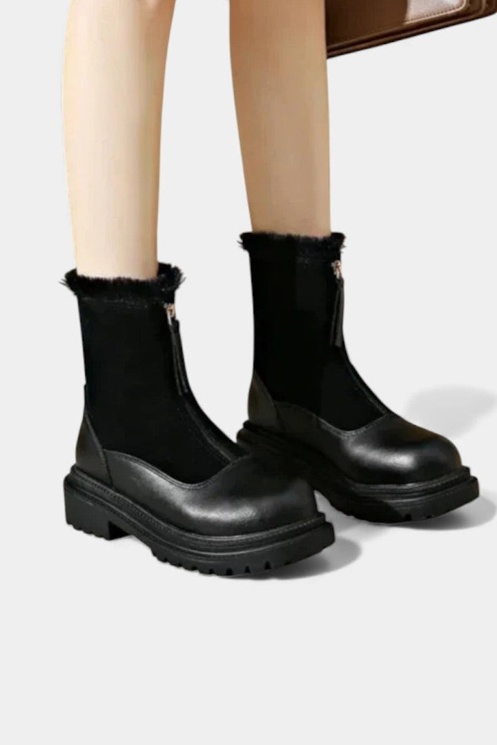 Candida Cleated Sole Boots with Faux Fur Trim