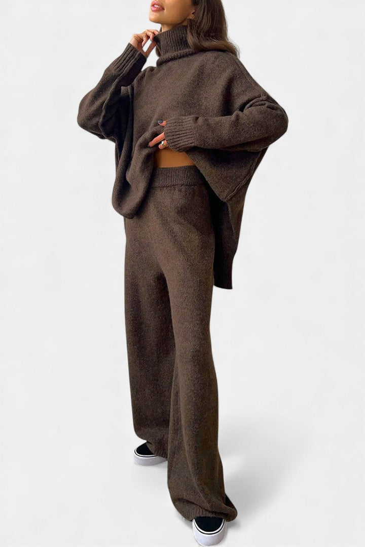 Eva Knit Set with Turtleneck and Wide-Leg Trousers