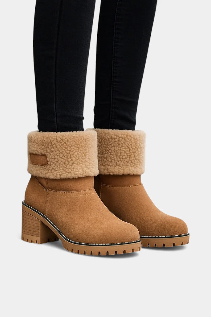 Francesca Virginia Faux Fur Block Heel Ankle Boots