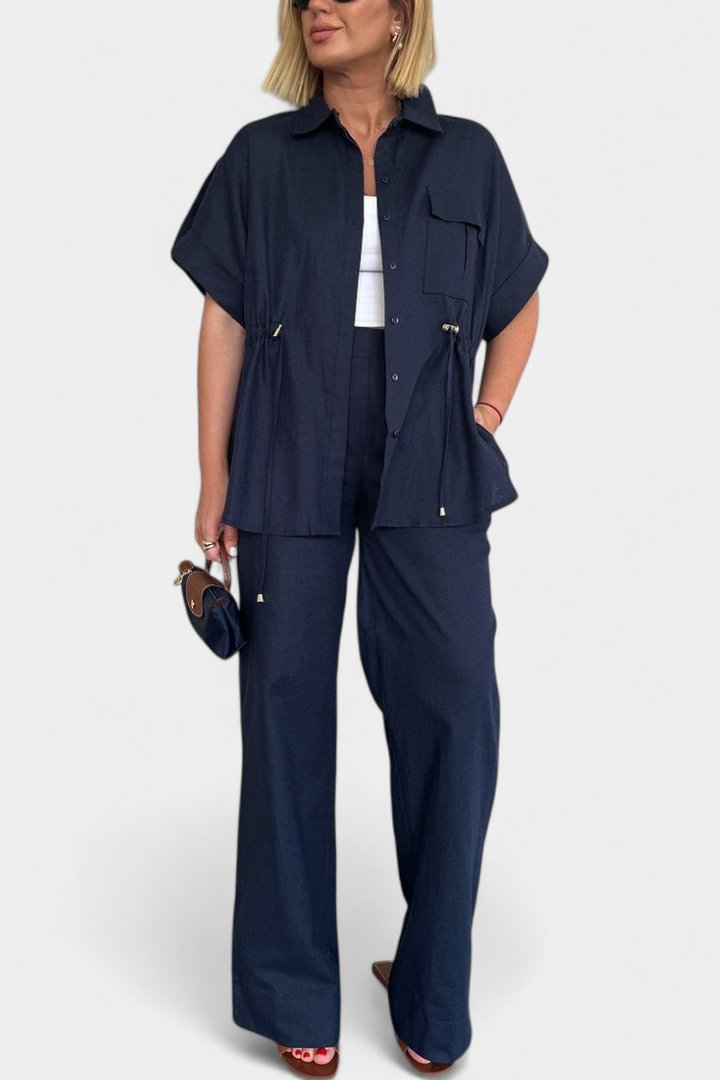 Marta Relaxed Fit Two-Piece Linen and Cotton Set