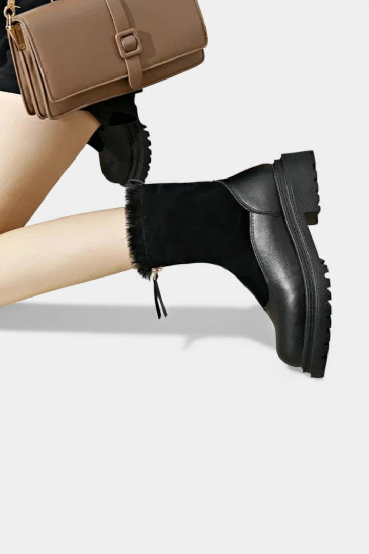 Candida Cleated Sole Boots with Faux Fur Trim