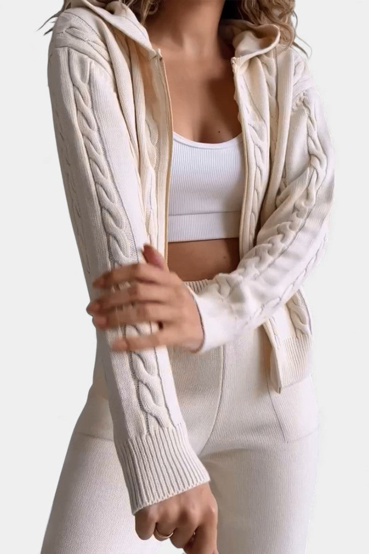 Claudia Cardigan & Twisted Jacquard Pullover Set - Casual Ensemble