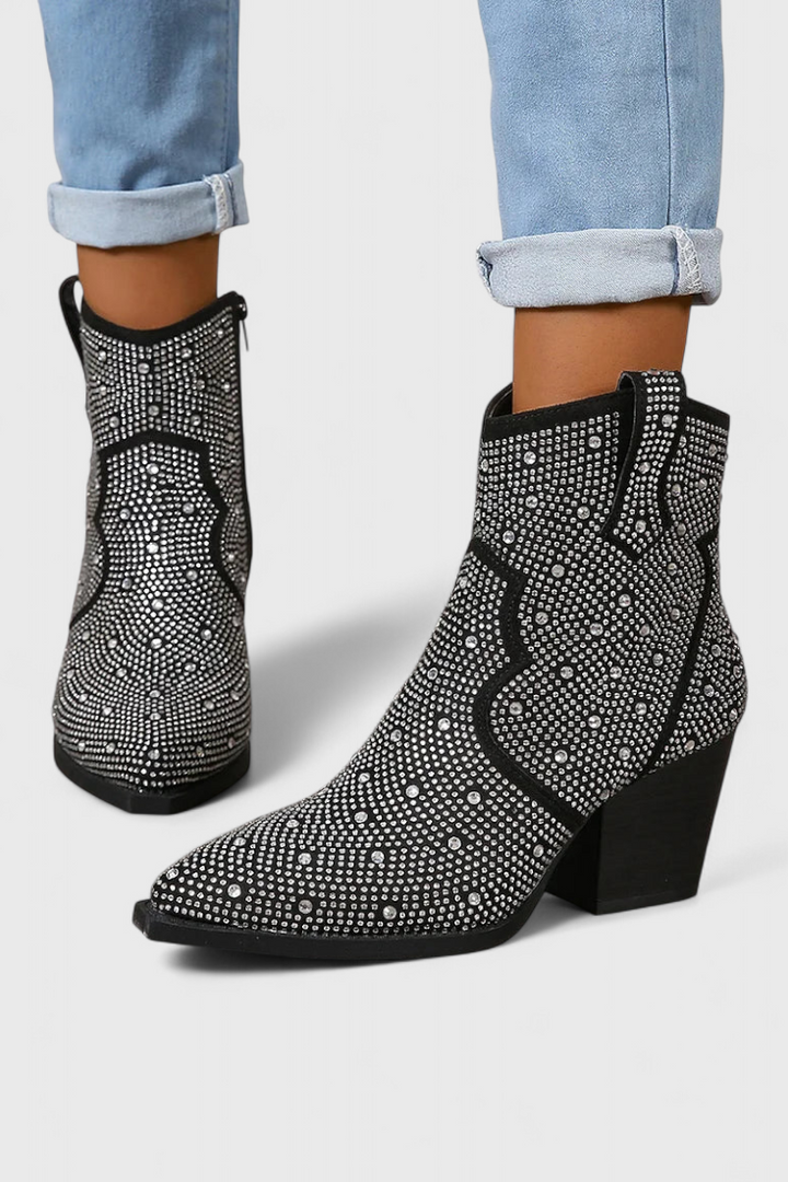 Daniela Zippered Patchwork Boots with Durable Sole