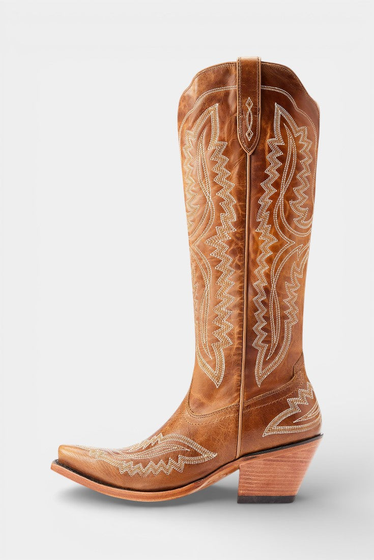 Gioia Retro Western Embroidered Pointed Toe Booties