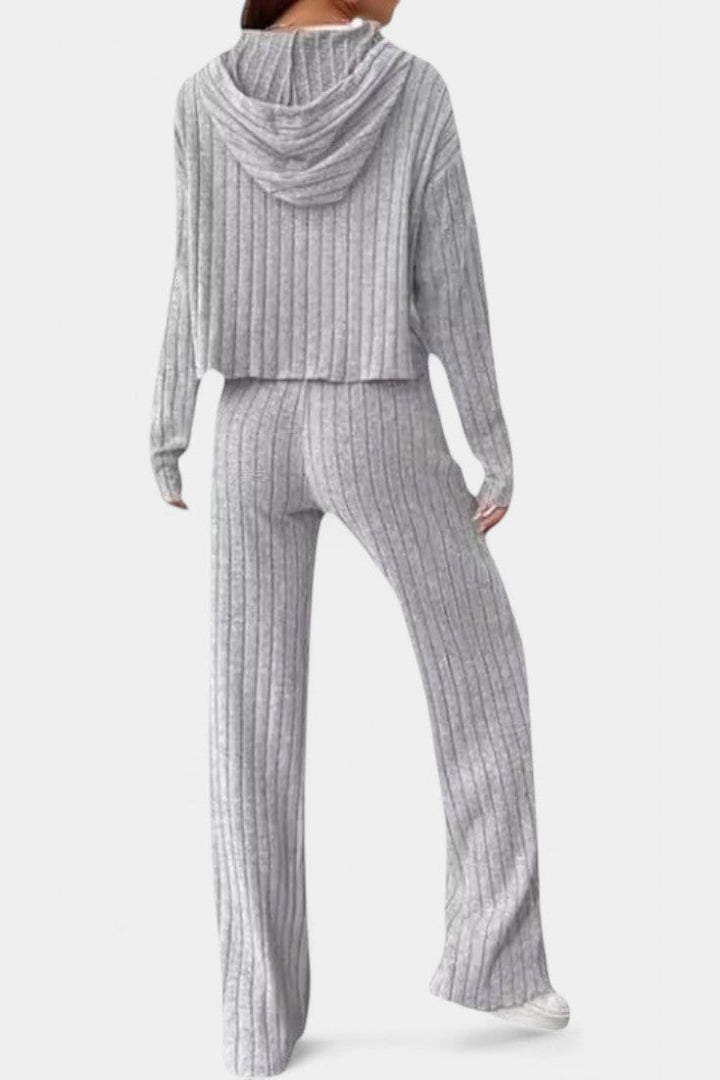 Elisa Striped Knit Hoodie and Pants Set