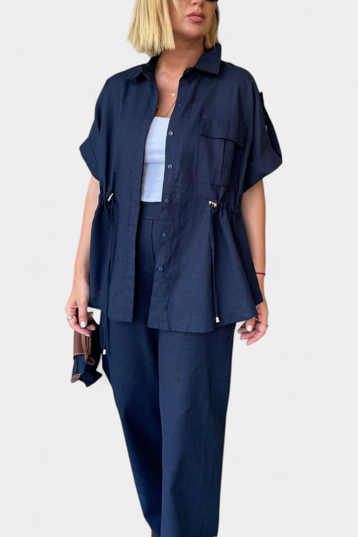 Marta Relaxed Fit Two-Piece Linen and Cotton Set