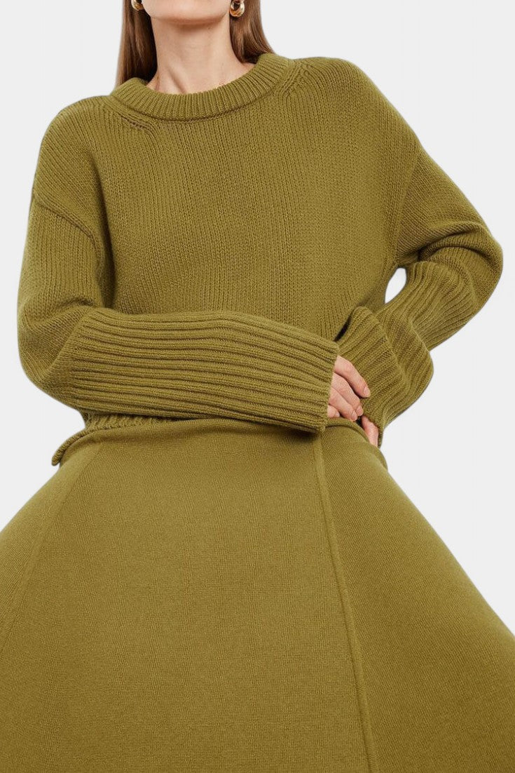 Gelsomina High Neck Sweater and Ribbed Maxi Skirt Set