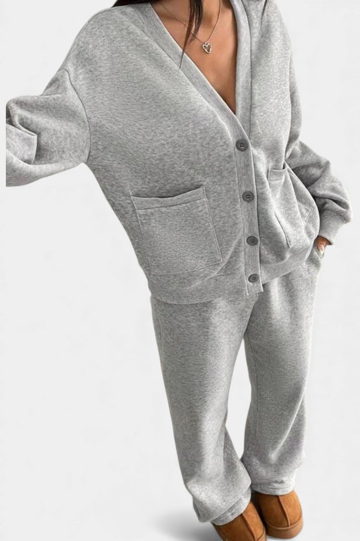 Emilia Relaxed Cardigan Jacket & Wide-Leg Pants Set