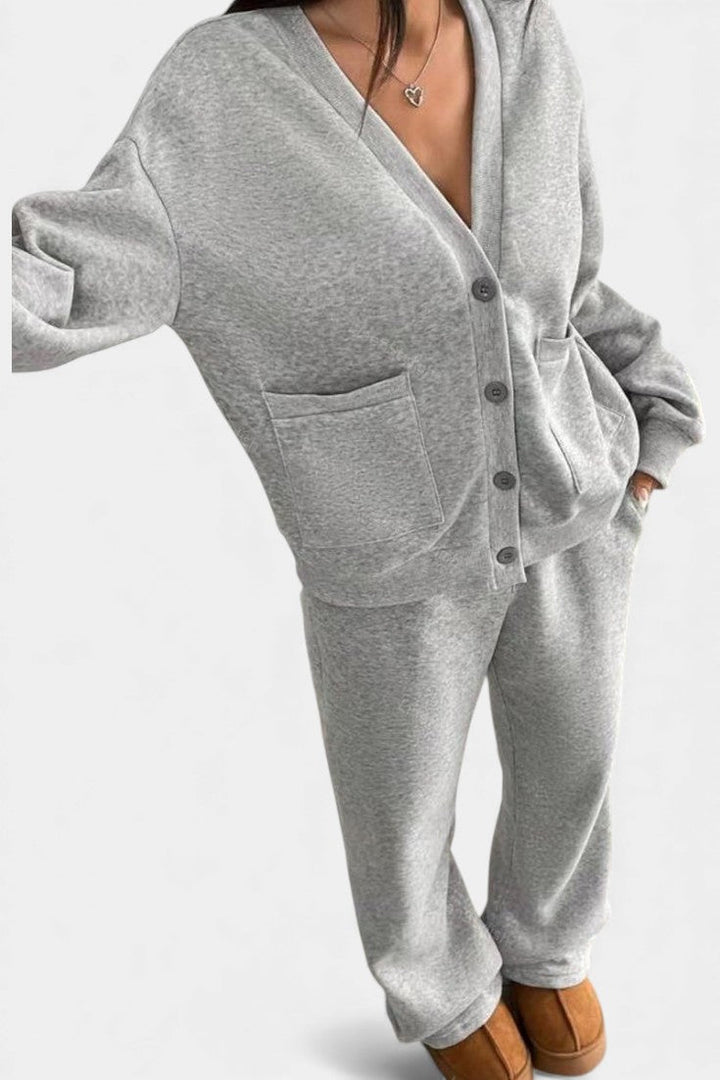 Emilia Cozy Cardigan Jacket & Wide-Leg Pants Set